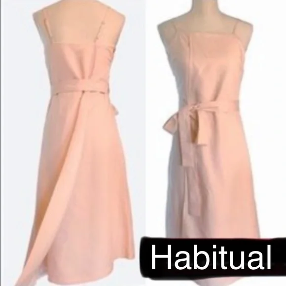 plain white fitted wedding dress Linen Midi Dress main image 0